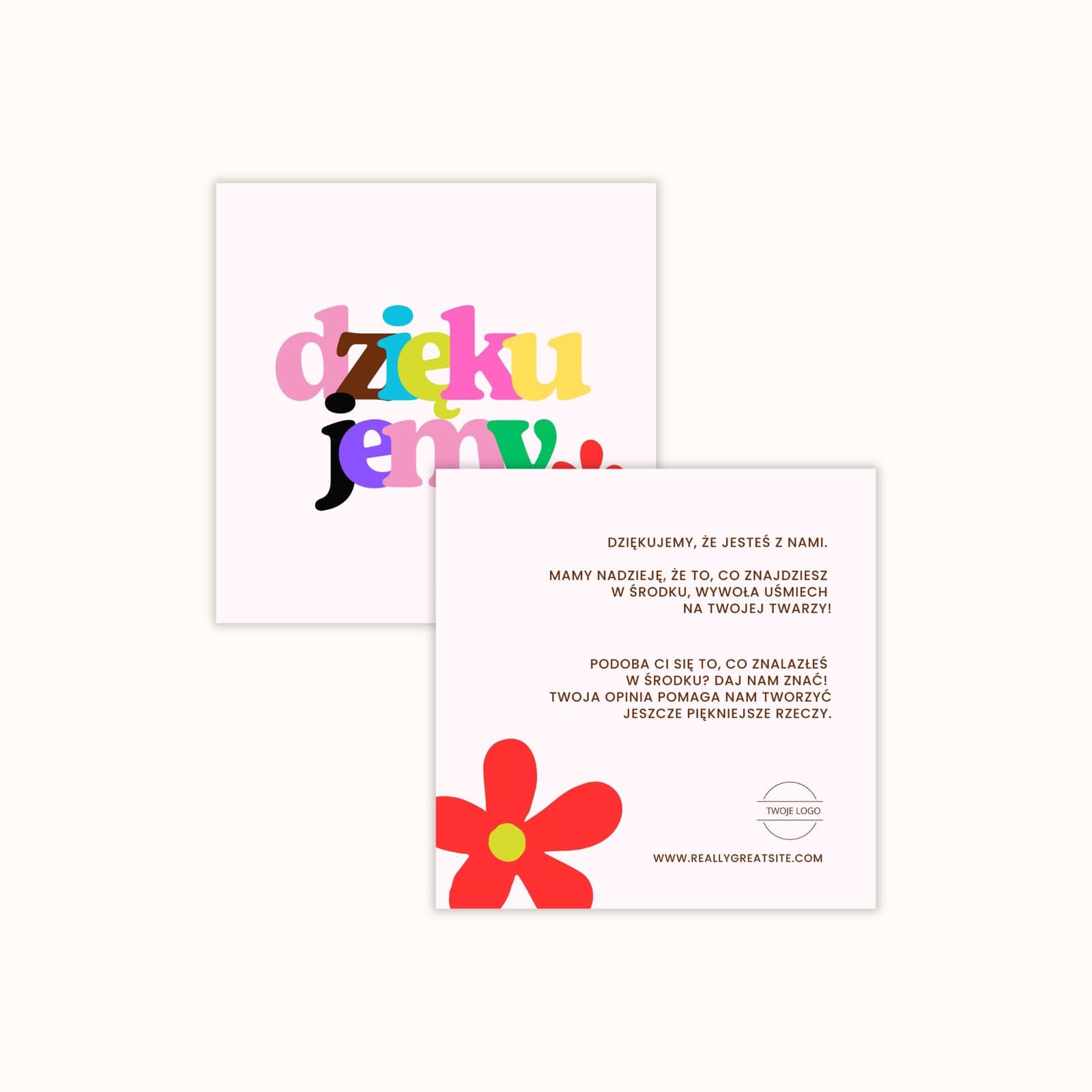 Kartka do paczek z logo – Happy Thanks
