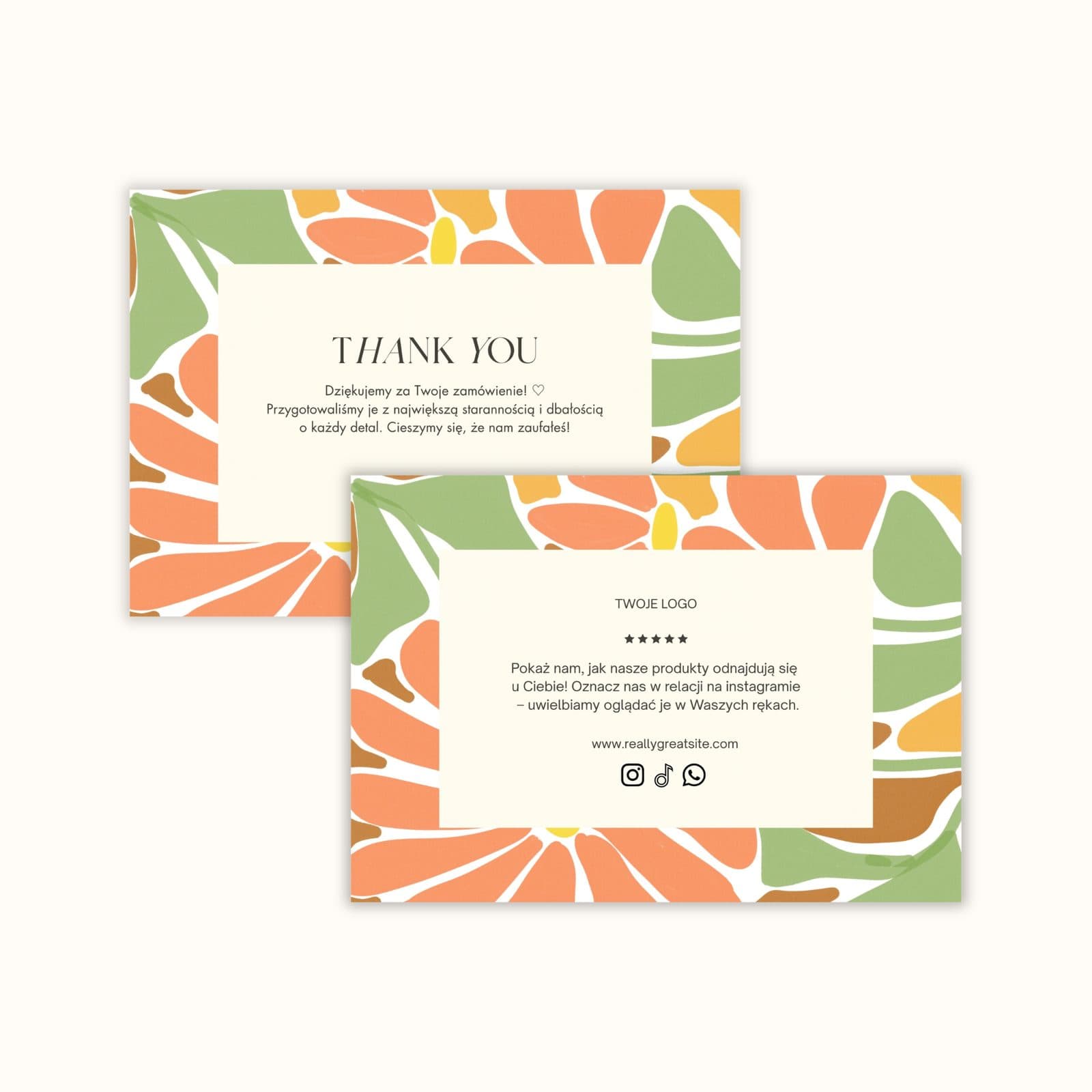 Kartka do paczek z logo – Coral Bloom