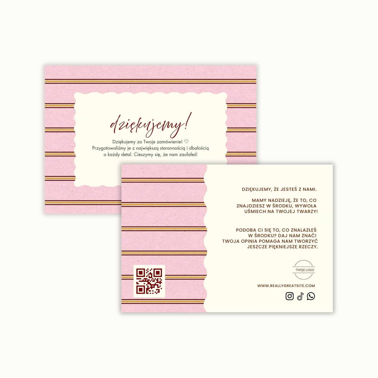 Kartka do paczek z logo – Pink Stripes